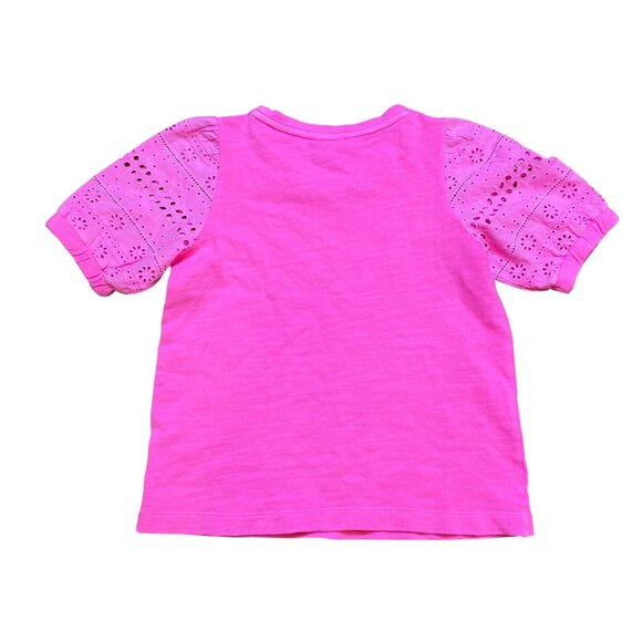 Lilly Pulitzer Girls Pink Eyelet Sleeve Top Size XL 12/14 - Picture 2 of 5